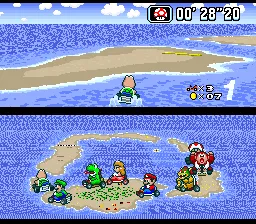 Super Mario Kart gameplay on Super Nintendo